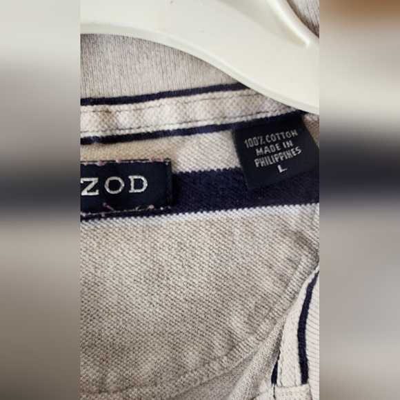 IZOD Men's Two Way Novelty Stripe Polo Shirt Size L - Picture 3 of 4